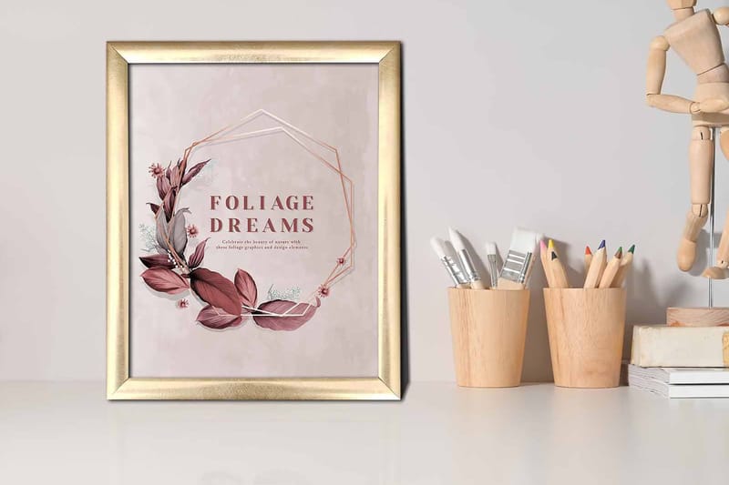 Taulu Floral kehyksellä Monivärinen - 23,5x28,5 cm - Sisustustuotteet - Taulu & taide