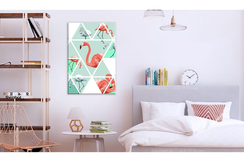 Taulu Geometric Flamingos (1 Part) Vertical 60x90, Artgeist sp. z o. o.