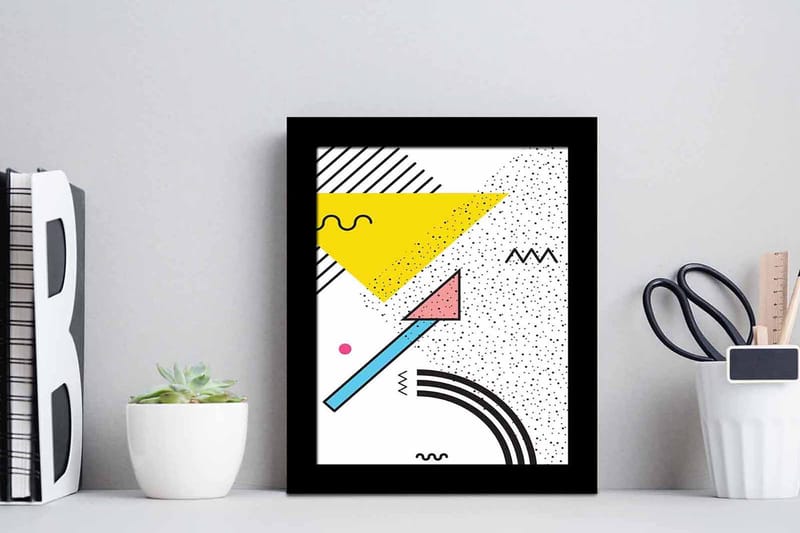 Taulu Geometric kehyksellä Monivärinen - 23,5x28,5 cm - Sisustustuotteet - Taulu & taide