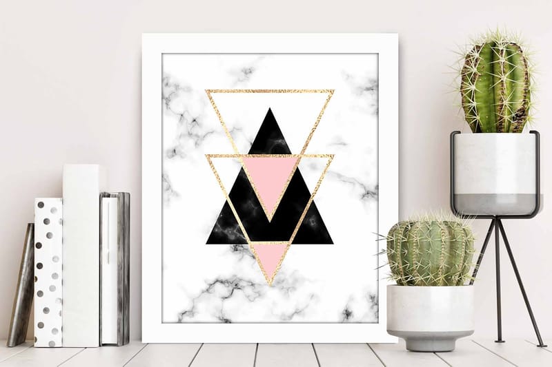 Taulu Geometric kehyksellä Monivärinen - 23,5x28,5 cm - Sisustustuotteet - Taulu & taide