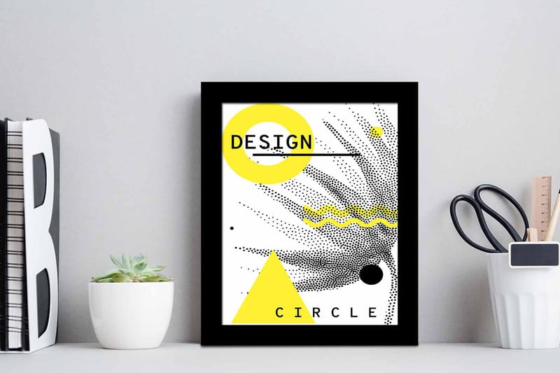 Taulu Geometric kehyksellä Monivärinen - 23,5x28,5 cm - Sisustustuotteet - Taulu & taide