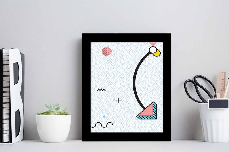 Taulu Geometric kehyksellä Monivärinen - 23,5x28,5 cm - Sisustustuotteet - Taulu & taide