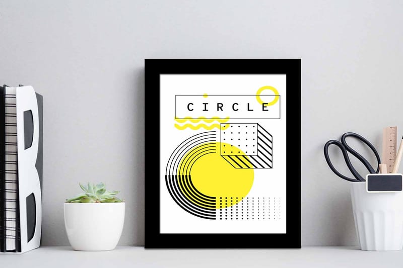 Taulu Geometric kehyksellä Monivärinen - 23,5x28,5 cm - Sisustustuotteet - Taulu & taide