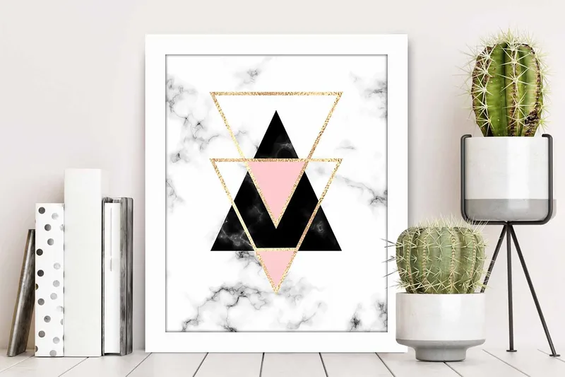 Taulu Geometric kehyksellä Monivärinen - 23,5x28,5 cm - Sisustustuotteet - Taulu & taide