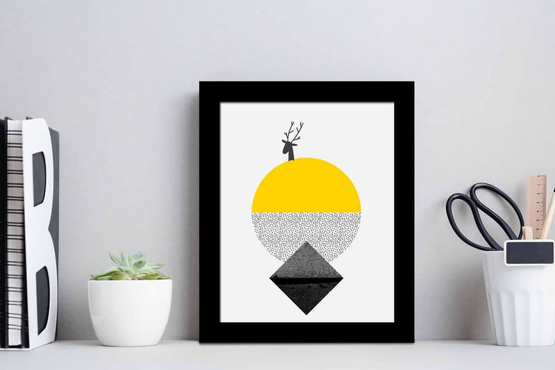 Taulu Geometric kehyksellä Monivärinen - 23,5x28,5 cm - Sisustustuotteet - Taulu & taide