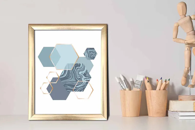 Taulu Geometrical kehyksellä Monivärinen - 23,5x28,5 cm - Sisustustuotteet - Taulu & taide