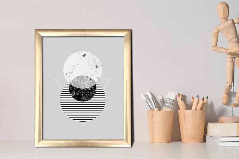 Taulu Geometrical kehyksellä Monivärinen - 23,5x28,5 cm - Sisustustuotteet - Taulu & taide