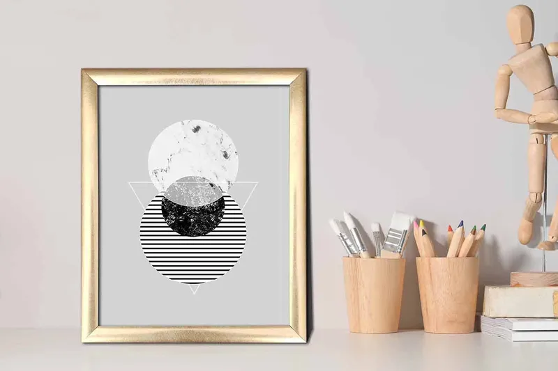 Taulu Geometrical kehyksellä Monivärinen - 23,5x28,5 cm - Sisustustuotteet - Taulu & taide