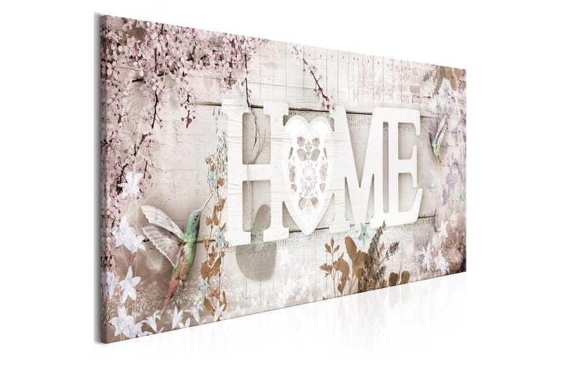 Taulu Home and Hummingbirds (1 Part) Beige Narrow 120x40 - Artgeist sp. z o. o. - Sisustustuotteet - Taulu & taide - Canvas-taulu