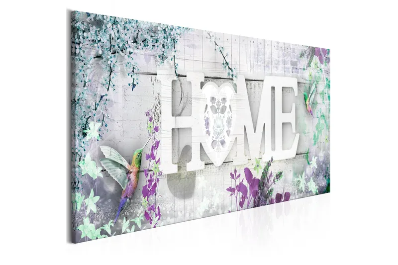 Taulu Home and Hummingbirds (1 Part) Green Narrow 135x45, Artgeist sp. z o. o.