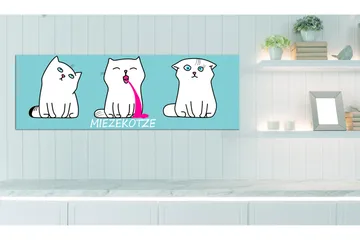 Taulu Miezekotze Cat Trio Blue 120x40 - Artgeist sp. z o. o. - Sisustustuotteet - Taulu & taide - Canvas-taulu