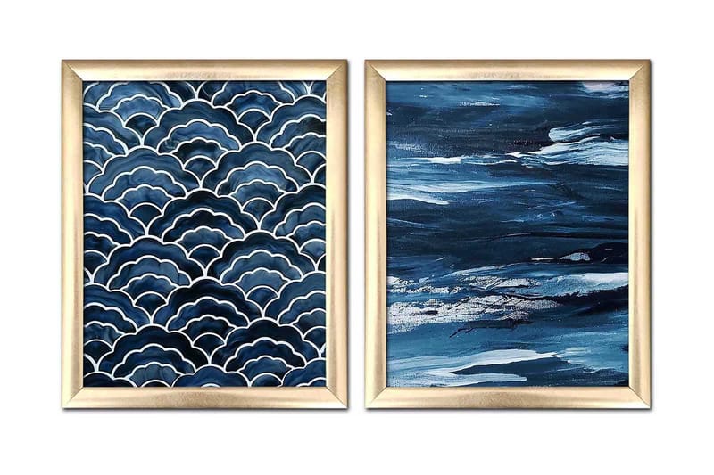 Taulu Nautical kehyksellä 2-pak Monivärinen, 23,5x28,5 cm