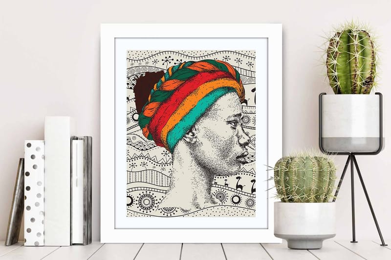 Taulu Oriental kehyksellä Monivärinen - 23,5x28,5 cm - Sisustustuotteet - Taulu & taide