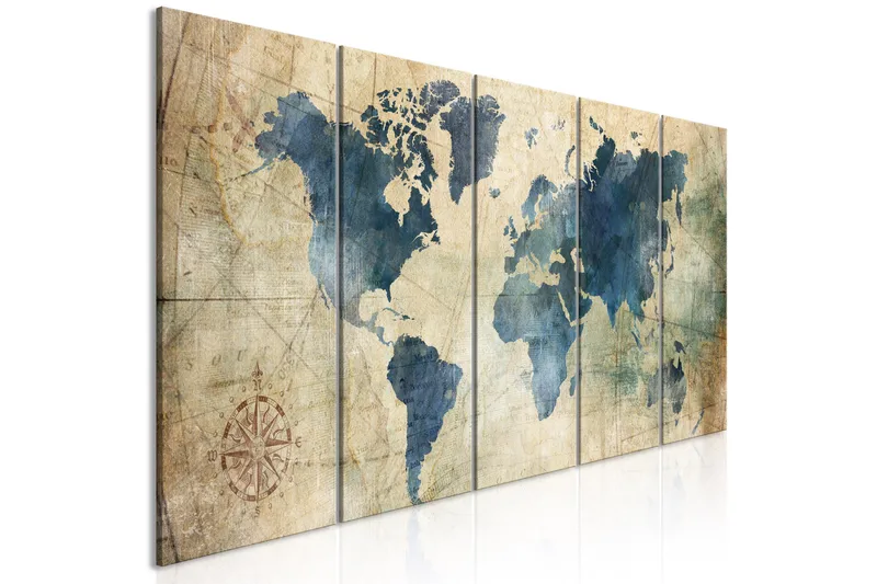 Taulu Retro Map 5 Parts Narrow 225x90, Artgeist sp. z o. o.