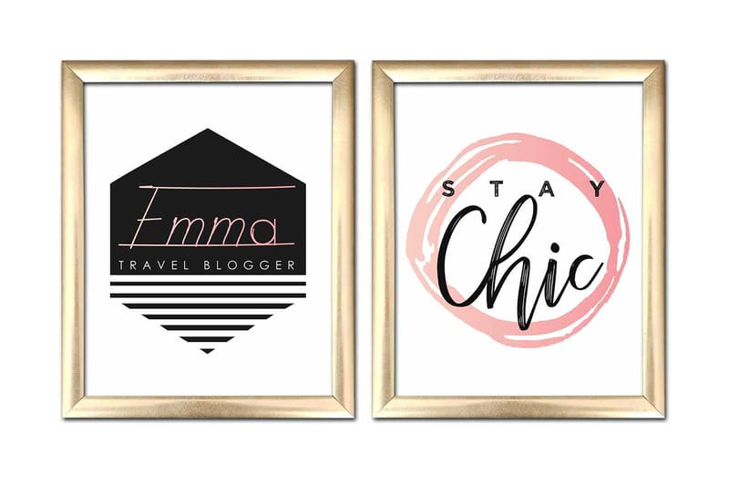 Taulu Sayings kehyksellä 2-pak Monivärinen, 23,5x28,5 cm