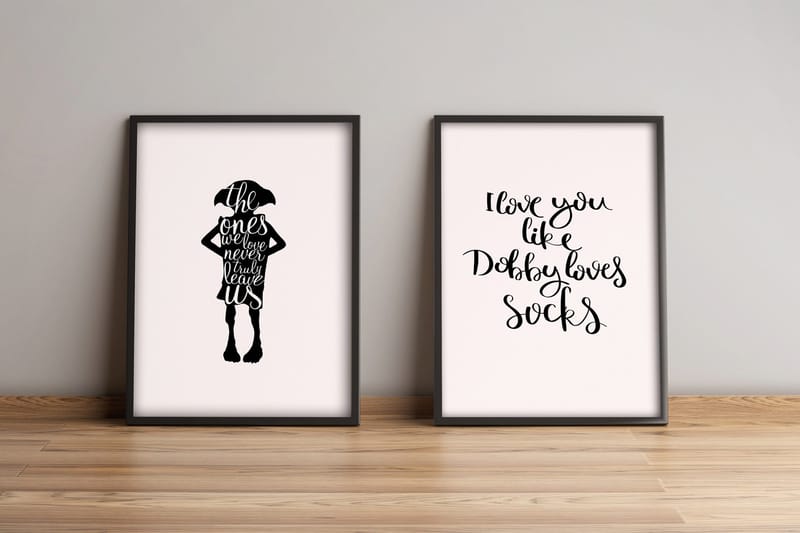 Taulu Sayings kehyksellä 2-pak Monivärinen, 36x51 cm