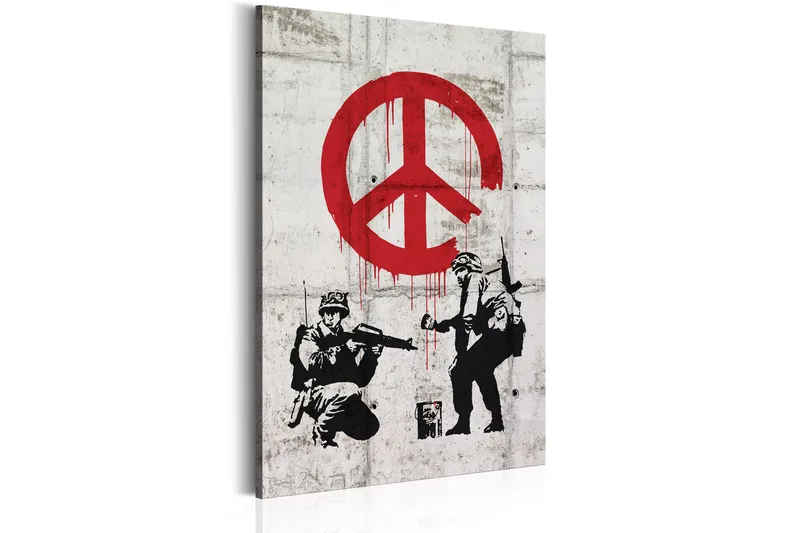 Taulu Soldiers Painting Peace By Banksy 60x90, Artgeist sp. z o. o.