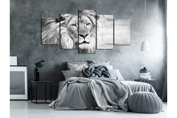 Taulu The King Of Beasts 5 Parts Wide B&W 100x50 - Artgeist sp. z o. o. - Sisustustuotteet - Taulu & taide - Canvas-taulu