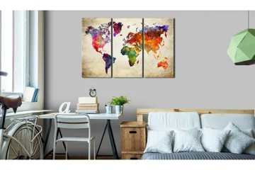 Taulu The World's Map In Watercolor 90x60 - Artgeist sp. z o. o. - Sisustustuotteet - Taulu & taide - Canvas-taulu