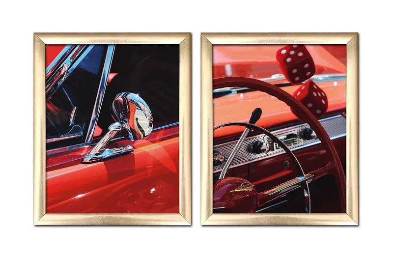 Taulu Transportation kehyksellä 2-pak Monivärinen, 23,5x28,5 cm