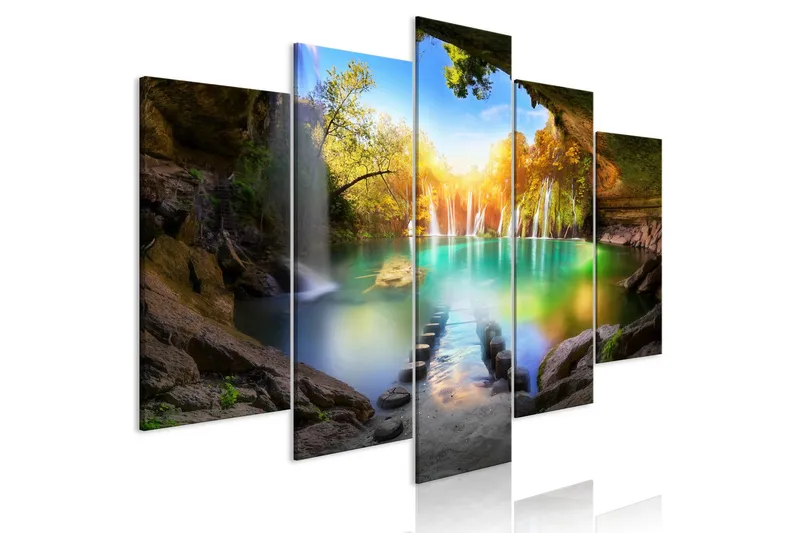 Taulu Turquoise Lake 5 Parts Wide 200x100, Artgeist sp. z o. o.