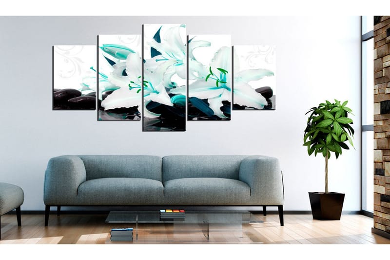 Taulu Turquoise Lilies And Stones 100x50 - Artgeist sp. z o. o. - Sisustustuotteet - Taulu & taide - Canvas-taulu