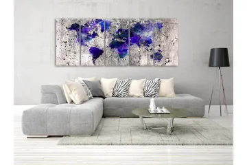 Taulu World Map Ink Blots 5 Parts Narrow 225x90 - Artgeist sp. z o. o. - Sisustustuotteet - Taulu & taide - Canvas-taulu