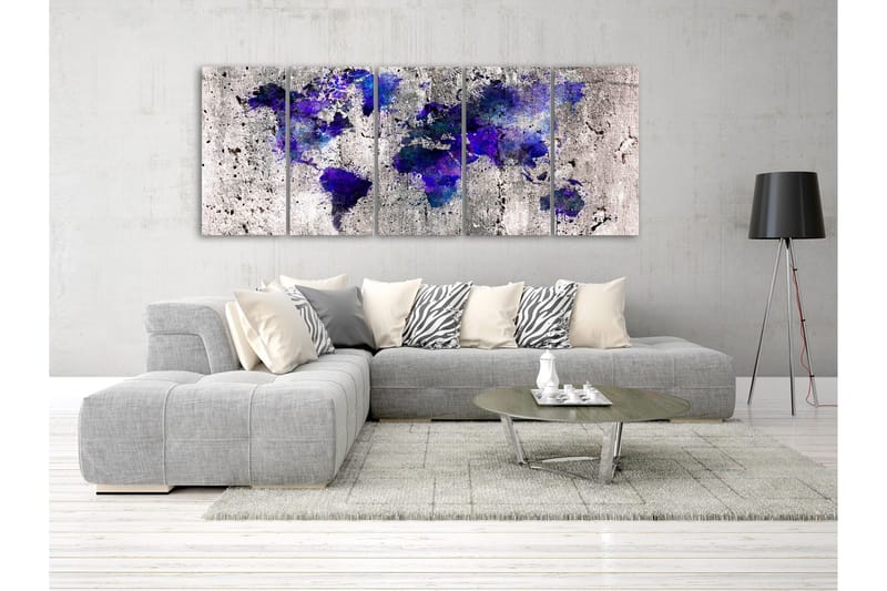 Taulu World Map Ink Blots 5 Parts Narrow 225x90 - Artgeist sp. z o. o. - Sisustustuotteet - Taulu & taide - Canvas-taulu