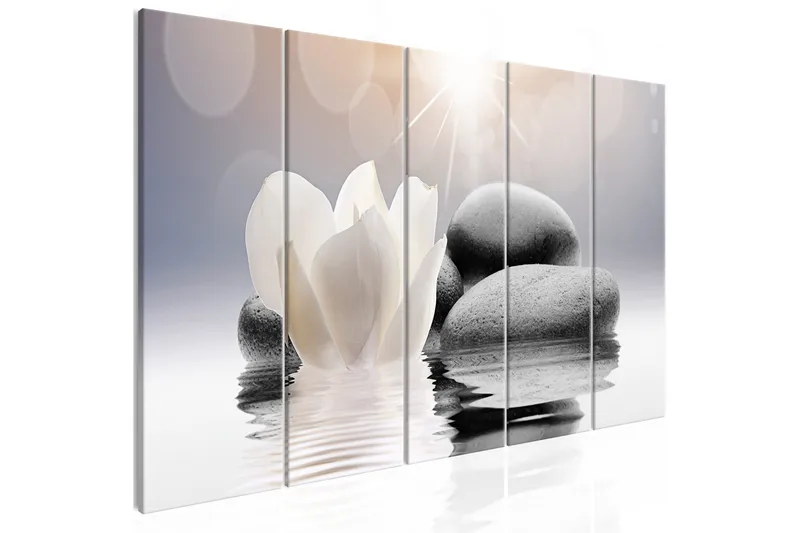 Taulu Pebbles In Water 5 Parts Narrow 225x90, Artgeist sp. z o. o.