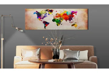 Tavla World Map: Colourful Ramble 120x40 - Sisustustuotteet - Taulu & taide - Canvas-taulu