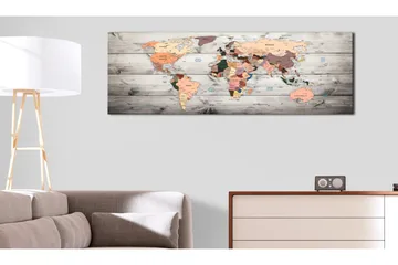 Tavla World Maps Wooden Travels VALUE_MISSING_3 135x45 - Sisustustuotteet - Taulu & taide - Canvas-taulu