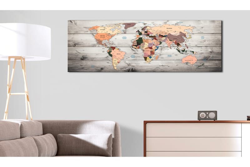Tavla World Maps Wooden Travels VALUE_MISSING_3 135x45 - Sisustustuotteet - Taulu & taide - Canvas-taulu