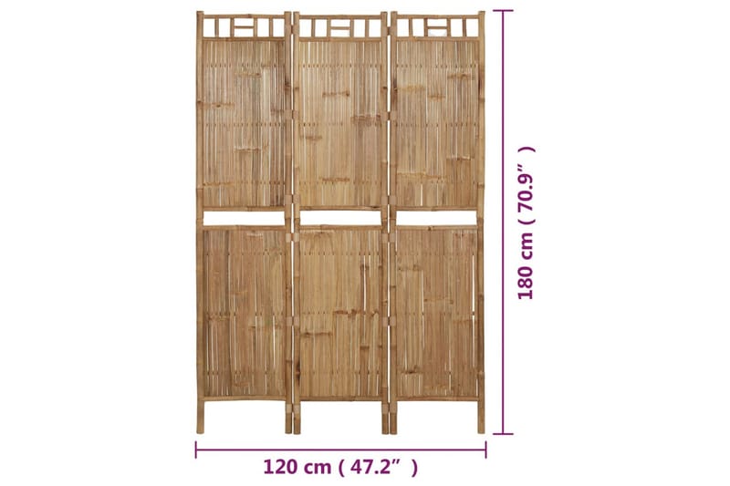 3-paneelinen tilanjakaja bambu 120x180 cm - Ruskea - Tilanjakaja & sermi - Sermiseinä