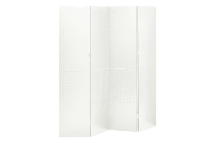 4-Paneelinen tilanjakaja 160x180 cm valkoinen teräs - Taittuva sermi - Tilanjakaja & sermi