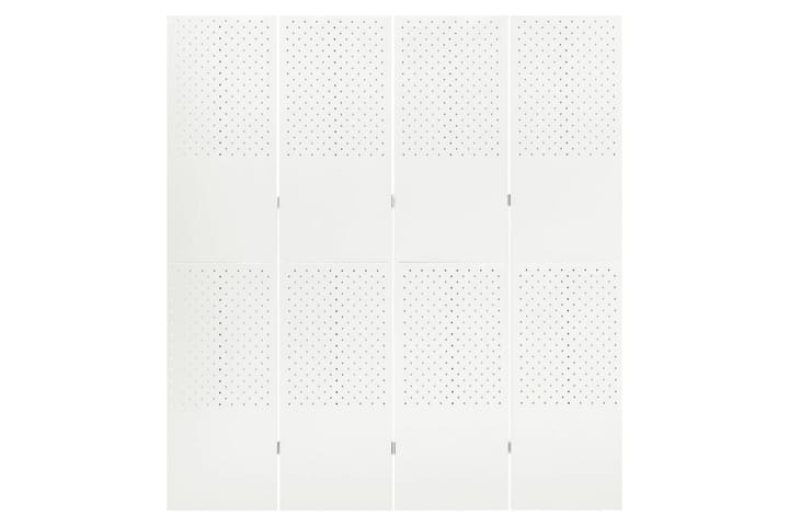 4-Paneelinen tilanjakaja 160x180 cm valkoinen teräs - Taittuva sermi - Tilanjakaja & sermi