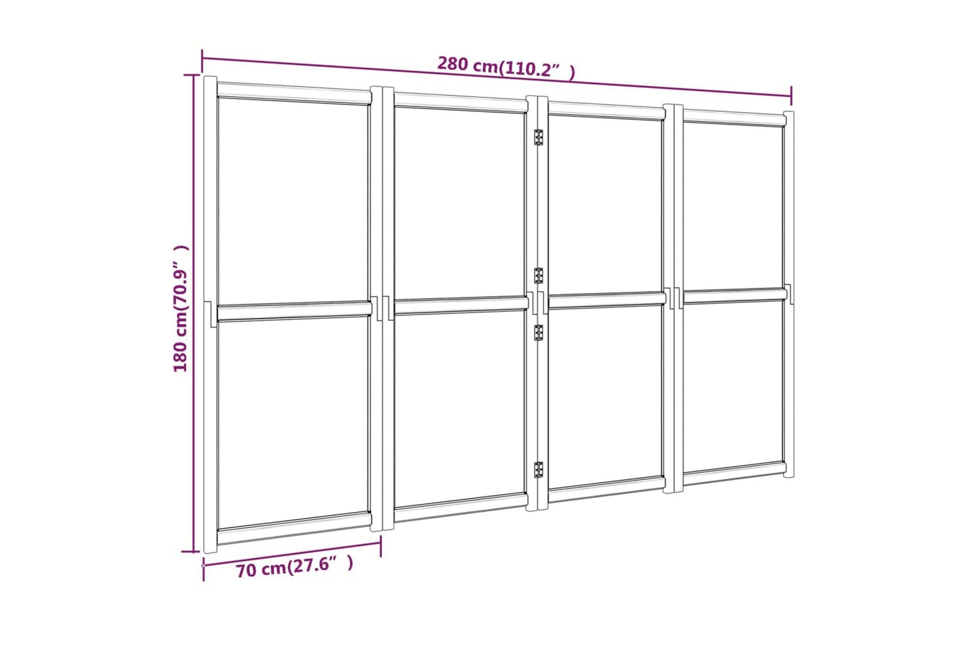 4-paneelinen tilanjakaja musta 280x180 cm - Musta - Sisustustuotteet - Tilanjakaja & sermi