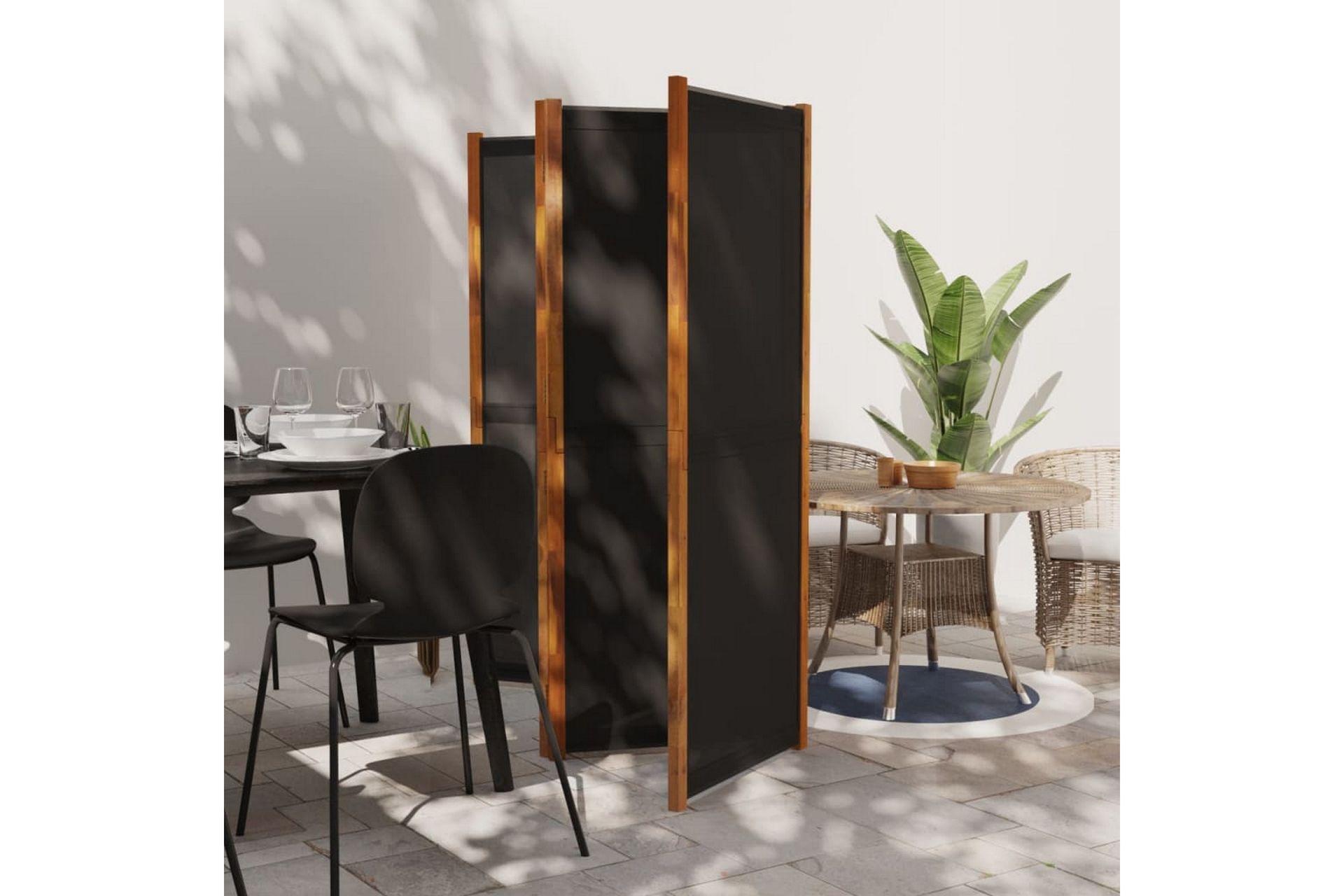 4-paneelinen tilanjakaja musta 280x180 cm - Musta - Sisustustuotteet - Tilanjakaja & sermi