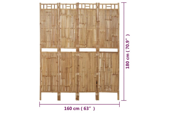 4-paneelinen tilanjakaja bambu 160x180 cm - Ruskea - Tilanjakaja & sermi - Sermiseinä