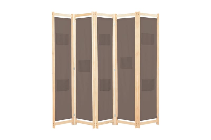 5-Paneelinen Tilanjakaja ruskea 200x170x4 cm kangas - Ruskea - Sisustustuotteet - Tilanjakaja & sermi - Sermiseinä