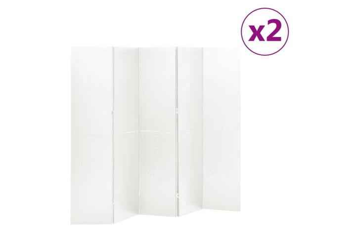 5-paneeliset tilanjakajat 2 kpl 200x180 cm valkoinen teräs - Valkoinen - Taittuva sermi - Tilanjakaja & sermi