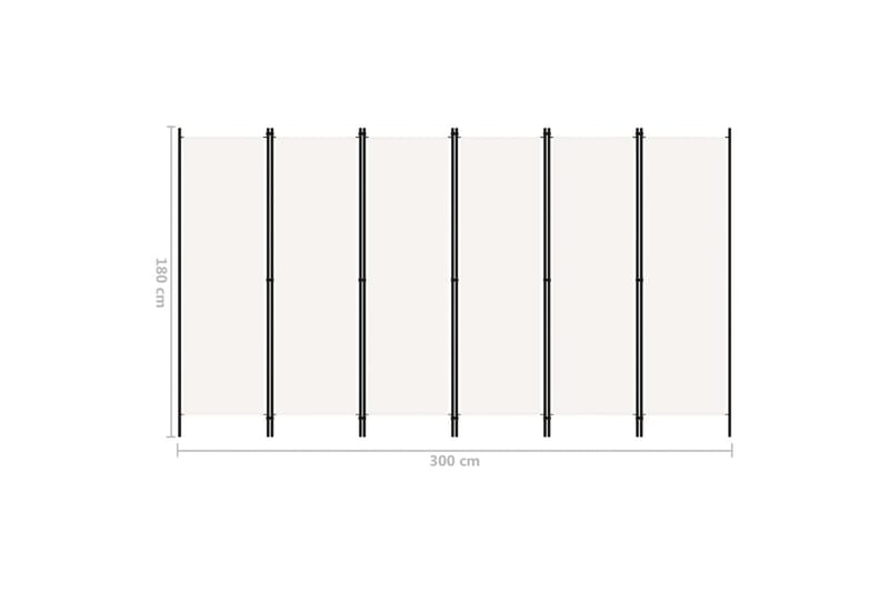 6-paneelinen tilanjakaja valkoinen 300x180 cm - Sisustustuotteet - Tilanjakaja & sermi - Taittuva sermi