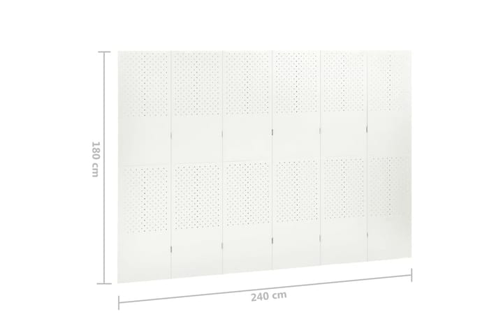 6-paneeliset tilanjakajat 2 kpl 240x180 cm valkoinen teräs - Valkoinen - Taittuva sermi - Tilanjakaja & sermi