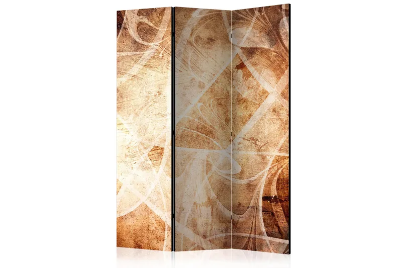 Kadira taitettava tilanjakaja 135x172 cm abstraktilla kuviolla kangasta, Beige|Ruskea
