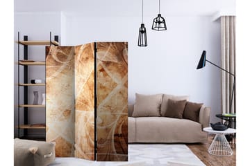 Kadira taitettava tilanjakaja 135x172 cm abstraktilla kuviolla kangasta - Beige|Ruskea - Sisustustuotteet - Tilanjakaja & sermi