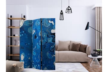 Kadira taitettava tilanjakaja 135x172 cm abstraktilla kuviolla kankaasta - Sininen|Valkoinen|Musta - Sisustustuotteet - Tilanjakaja & sermi