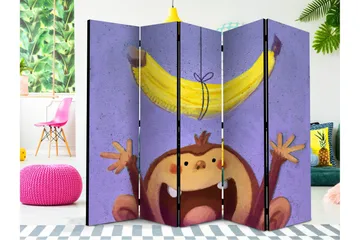 Kadira taitettava tilanjakaja 172x225 cm apinalla ja banaanilla kangasta - Ruskea|Violetti|Keltainen - Sisustustuotteet - Tilanjakaja & sermi