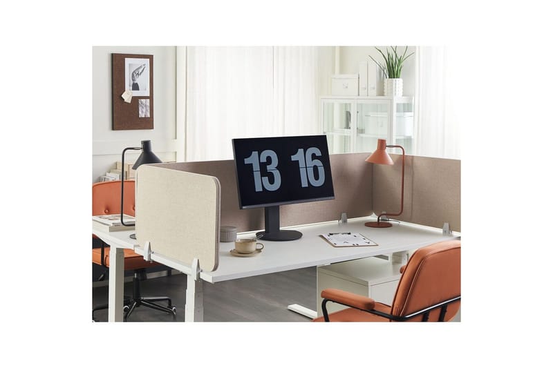 Skiljevägg för skrivbord Beliani Wally Beige, 130x2x40 cm Beige 80x2x40 cm - Sisustustuotteet - Tilanjakaja & sermi