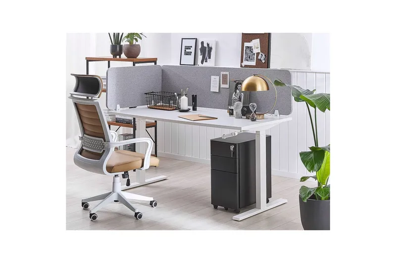 Skiljevägg för skrivbord Beliani Wally Beige, 130x2x40 cm Light grey 80x2x40 cm - Sisustustuotteet - Tilanjakaja & sermi