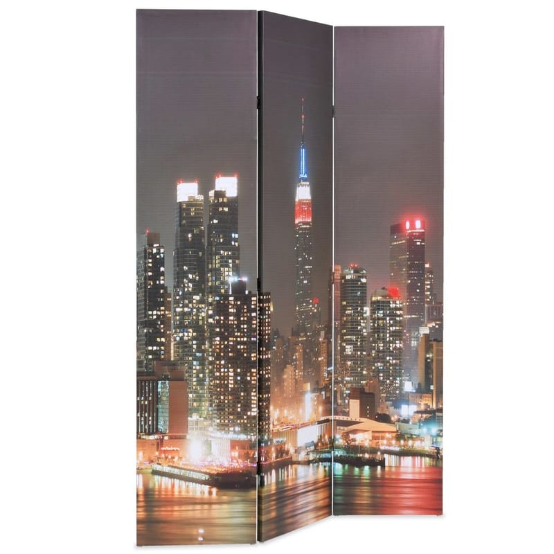 Taitettava tilanjakaja 120x170 cm New Yorkin yömaisema - Monivärinen - Sisustustuotteet - Tilanjakaja & sermi - Taittuva sermi