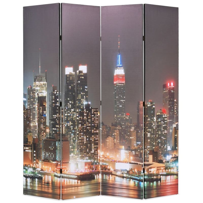 Taitettava tilanjakaja 160x170 cm New Yorkin yömaisema - Monivärinen - Sisustustuotteet - Tilanjakaja & sermi - Taittuva sermi